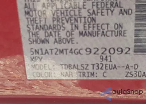 2016 Nissan Rogue Sl из США, поврежденный, VIN 5N1AT2MT4GC922092